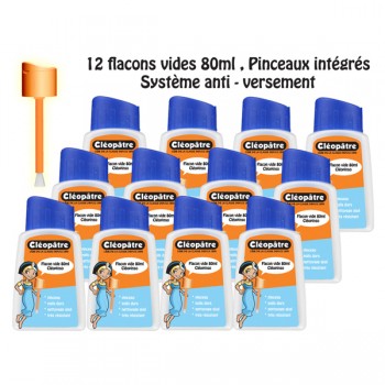 Lot de 12 pots vides de 80 ml avec pinceau incorporé