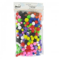 Pompons tailles et couleurs assorties x300