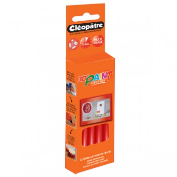 Boîte de 12 bâtons de peinture colorée rouge Cléo'STICK 3D Paint