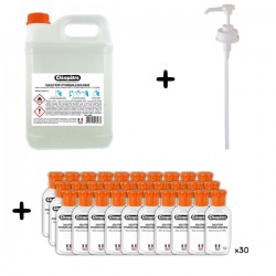 Kit Solution hydroalcoolique 5L avec pompe et flacons vides