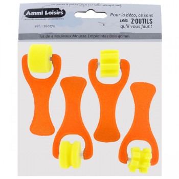 Set mit 4 Schaumstoffrollen mit ausgefallener Prägung 25 mm