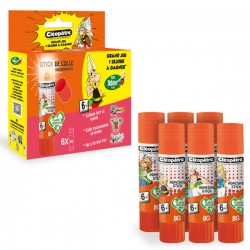 Boîte de 6 bâtons de colle TRANSPARENTE "Cléostick" Adhésive ASTERIX en 8 gr