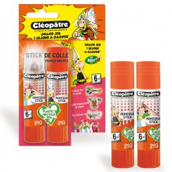 Boîte de 2 bâtons de colle TRANSPARENTE "Cléostick" Adhésive ASTERIX en 21 gr