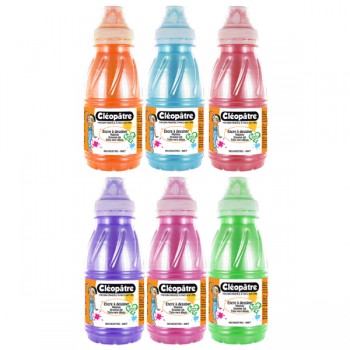 Lot de 6 flacons 250ml, Encre à Dessiner Nacrée, Orange, Turquoise, Carmin, Violet, Rose tyrien, Vert Printemps