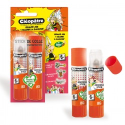 Boîte de 2 bâtons de colle TRANSPARENTE "Cléostick" Adhésive ASTERIX en 8 gr