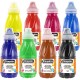 Lot 8 flacons 250ml Aquarel'Gel, Jaune Primaire, Rouge Vif, Magenta, Bleu Primaire, Violet, Vert Lumière, Terre de Sienne, Noir