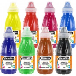 Lote de 8 botes de Aquarel'Gel en 250ml (Amarillo primario, rojo vivo, magenta, azul primario, morado, verde, marron, negro)