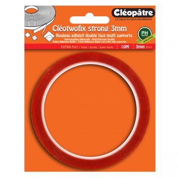 Cléotwofix: double sided adhesive extra strong (3mm * 10 mètres)