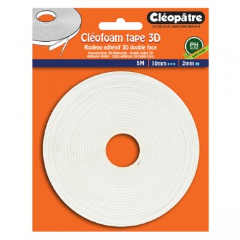 Cléofoam tape 3d rouleau adhésif double face ép 2mm (long : 5 mètres)