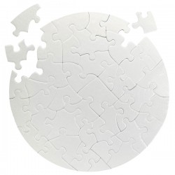Puzzle rond 41 pièces blanc à décorer