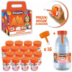 Schoolpack Colle Hypoallergénique : 16 p'tit pots pinceaux pleins 50g + recharge flacon 500g