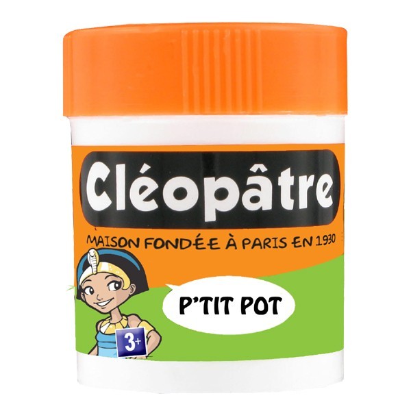 Petit pot de colle blanche parfumée odeur d'amande spatule papier