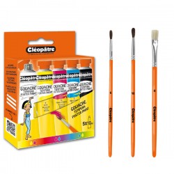 Lot de 5 Tubes de Gouache 10 ml + 2 pinceaux + 1 brosse