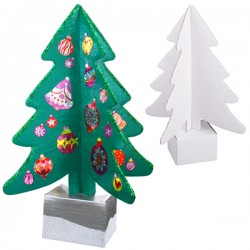 1 sapin 24cm avec socle + 47 gommettes boules de Noël