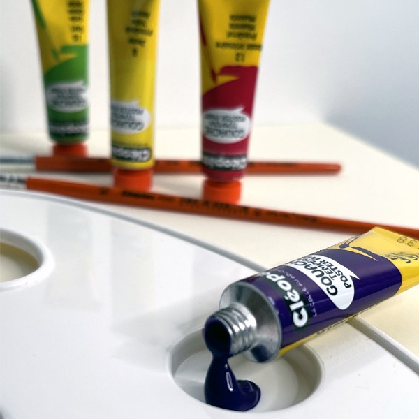 Lot de 10 tubes de peinture gouache avec pinceau - Usage scolaire - 10 x 10  ml - Cultura - Gouaches - Peindre - Dessins - Peinture