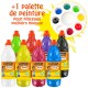 Lot de 8 peintures Gouache 1L + palette de peinture pour pinceaux pochoirs mousse