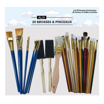 Lot de 25 pinceaux et brosses Artiste