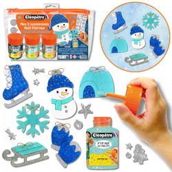Ma Trousse Créative de Noël Féérique, 6 suspensions de Noël en carton épais à décorer + 3 p'tits pots pailletés
