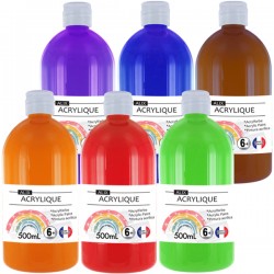PEINTURE ACRYLIQUE ALIX  "6 COULEURS COMPLÉMENTAIRES" 500ml