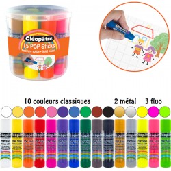 15 POP STICKS peinture solide hypoallergénique 15 couleurs x 5g