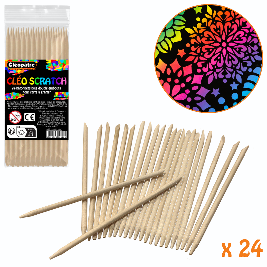 Bâtonnets bois pour carte à gratter 11.5*0.40cm