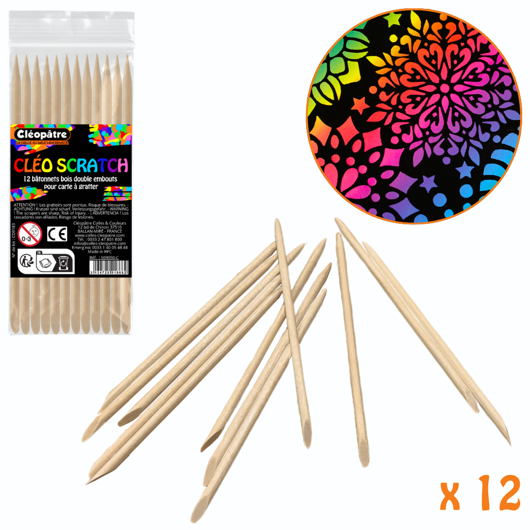 Bâtonnets bois pour carte à gratter 11.5*0.40cm