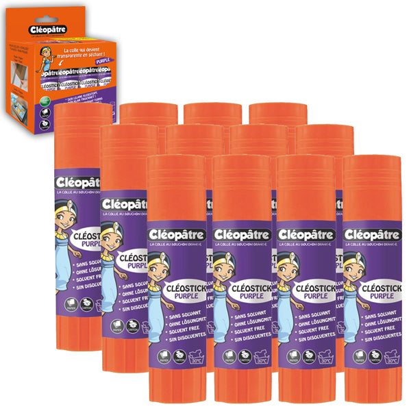 Boite de 12 bâton de Colle "Cléostick Purple" en 8 gr