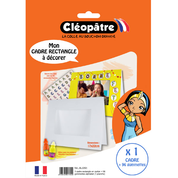 1 cadre rectangle en carton + 96 gommettes alphabet