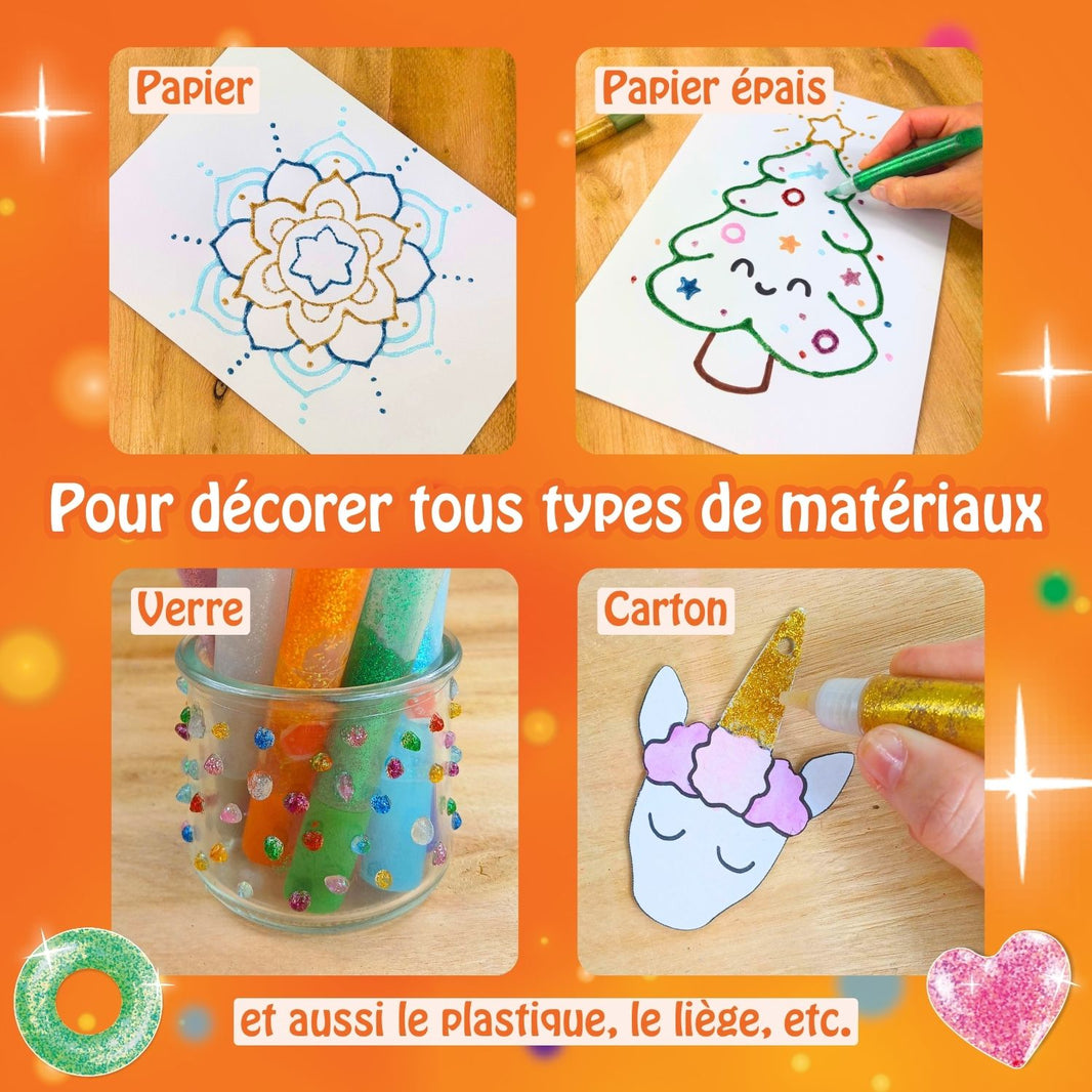 10 Stylos Colle Pailletée 12g - Glitter Glue