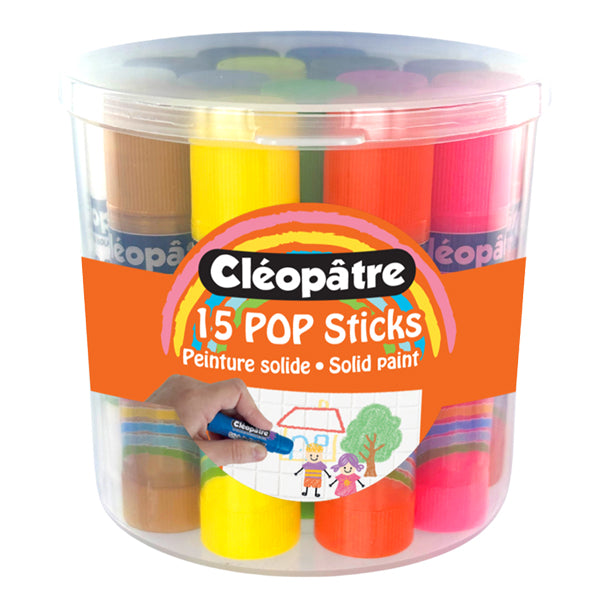 15 POP STICKS peinture solide hypoallergénique 15 couleurs x 5g
