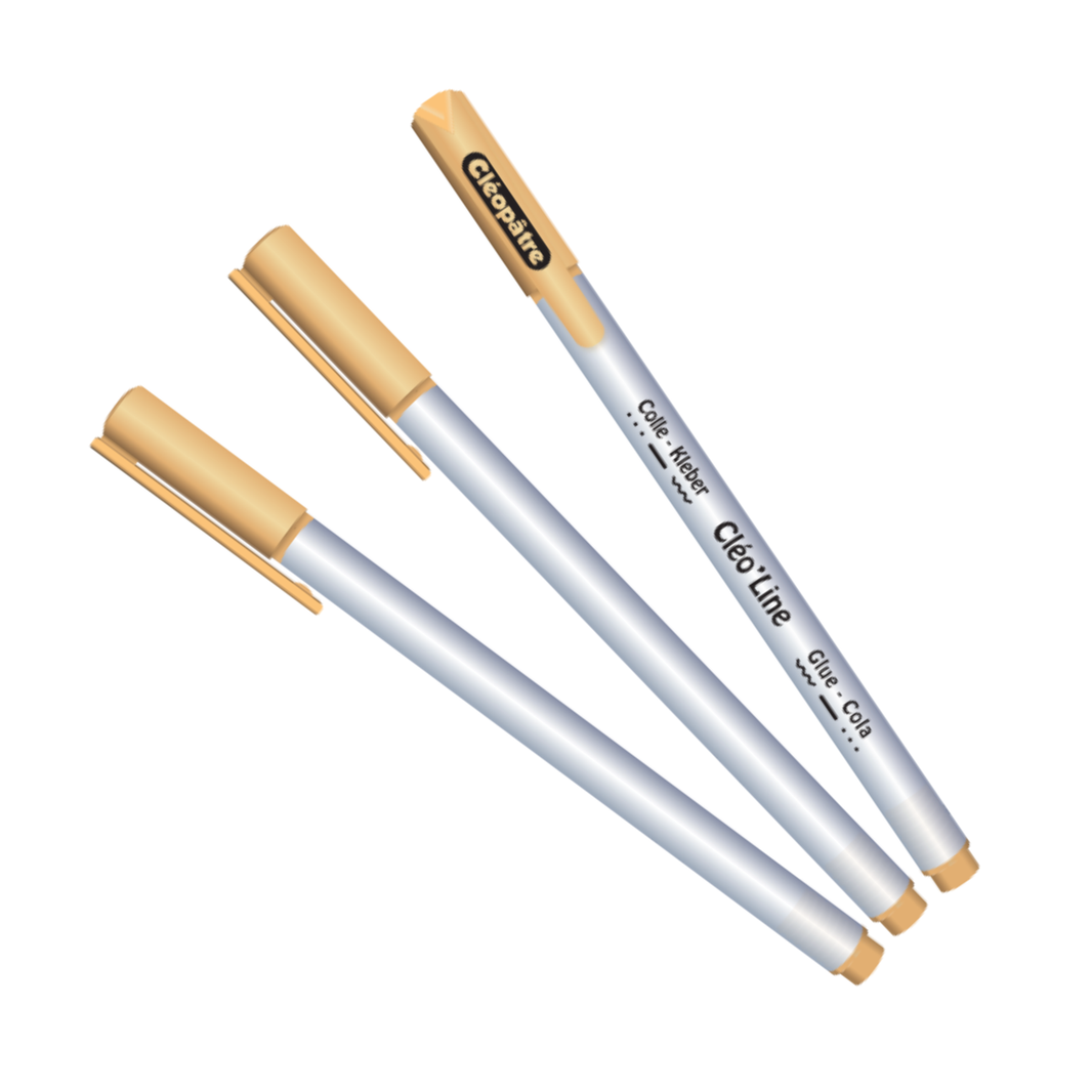 Cléo'Line, stylo colle acrylique à bille pointe ultra-fine 1 mm pour le papier, séchage 1 min.