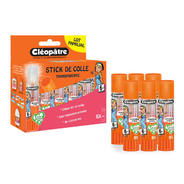 Lot de bâton de Colle TRANSPARENTE "Cléostick" Adhésive en 8g