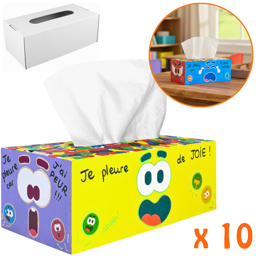 Boite à mouchoirs en carton blanc à décorer 24 x 12 x 9 cm