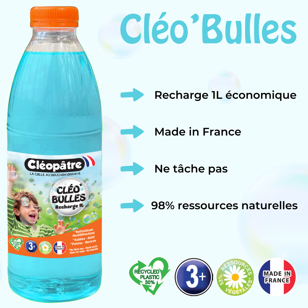 CLÉO'BULLES RECHARGE 1L de solution à bulles pour les enfants