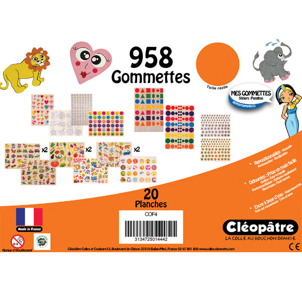 Coffret 18 planches thématiques gommettes