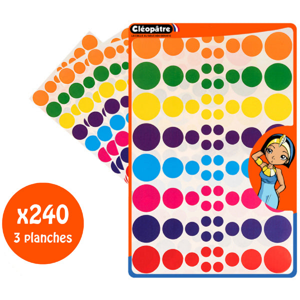 240 Gommettes Rondes - 8 couleurs