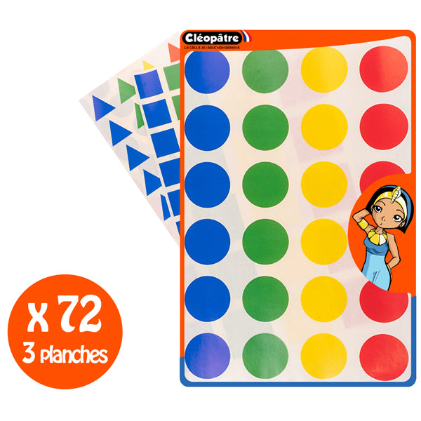 72 Gommettes géométriques - 3 formes - 4 couleurs