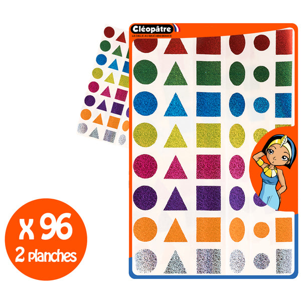 Gommettes géométriques holographiques - 6 formes - 8 couleurs