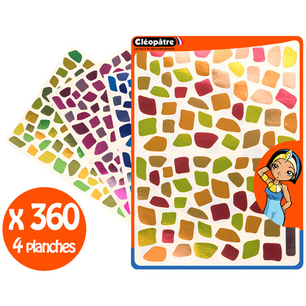 360 Gommettes mosaïques métal - 4 couleurs
