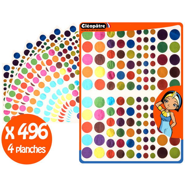 Gommettes Rondes - 8 couleurs métallisées