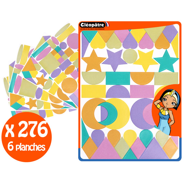 276 Gommettes multiformes pastels - 6 couleurs
