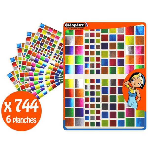744 Gommettes carrées métallisées - 8 couleurs