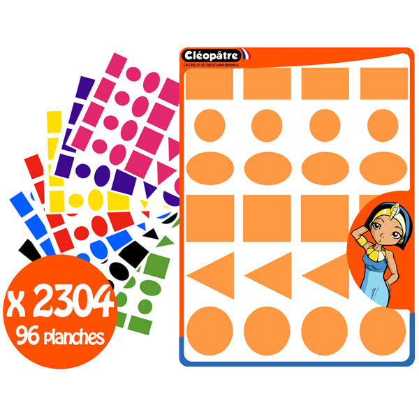2304 Gommettes géométriques - 6 formes - 8 couleurs