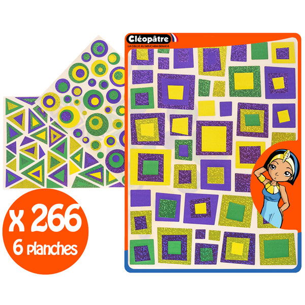 Gommettes multiformes artistiques holographiques - 3 formes - 4 couleurs