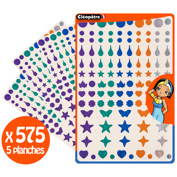 Gommettes multiformes holographiques - 13 formes - 5 couleurs