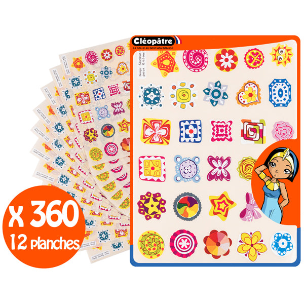 360 Gommettes motifs pastels - multi formes - multi couleurs