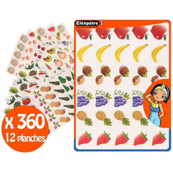 360 Gommettes fruits et légumes