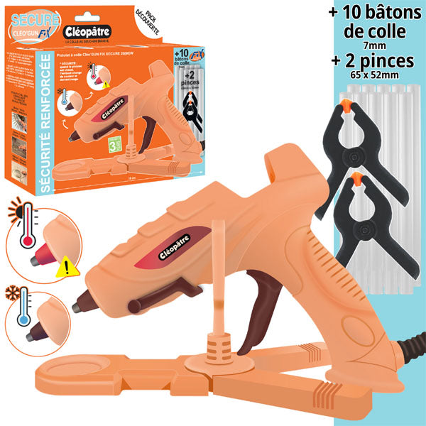 PACK DÉCOUVERTE Pistolet Cléo'GUN FIX SECURE + station + 10 bâtons recharges + 2 pinces