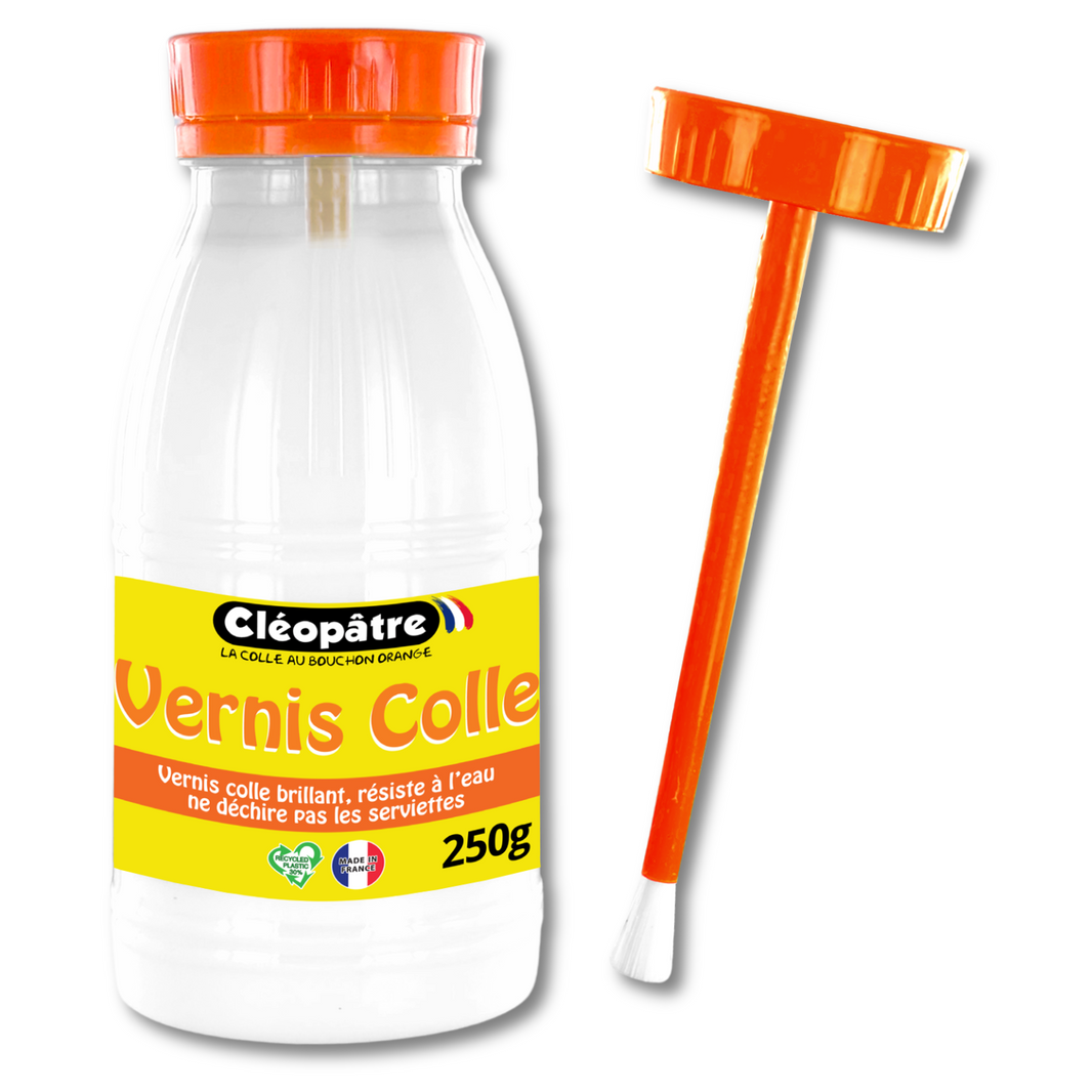 Vernis Colle Brillant en flacon de 250g avec pinceau intégré
