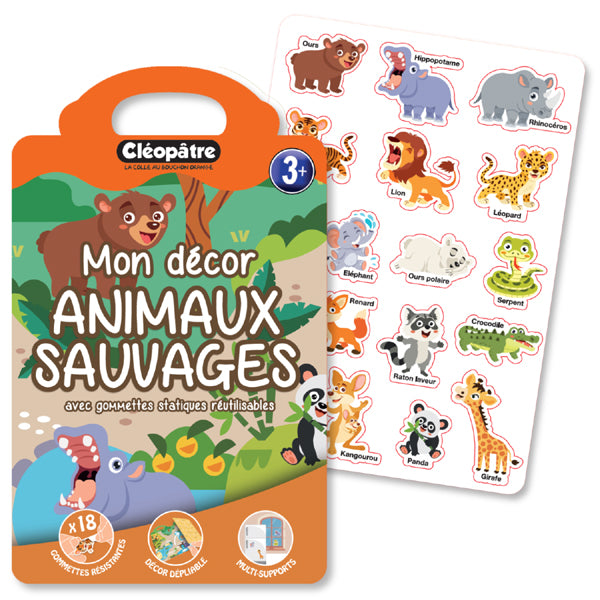 Mon Décor Animaux Sauvages et mes 18 gommettes statiques réutilisables